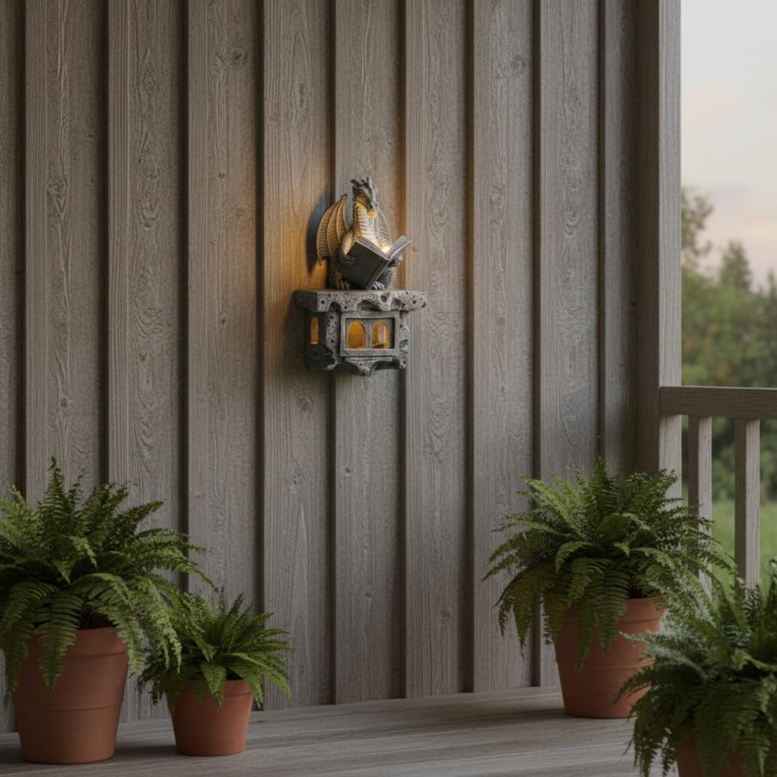 Outdoor Lighting Patio - Солнечная садовая статуя-светильник «Вайверн» с автоматическим