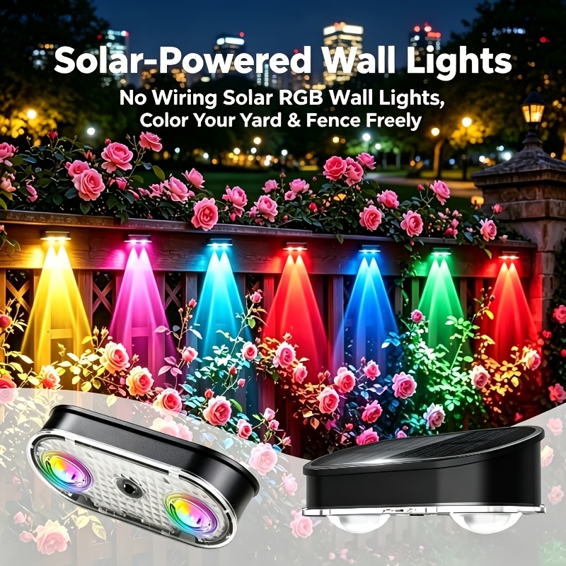 Outdoor Lighting With Outlet - Солнечный светильник RGB для забора IP44,